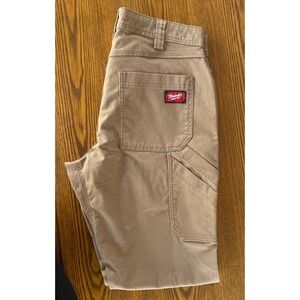 Milwaukee M650 FreeFlex Khaki Work Pants Mens 32x30 Carpenter Utility Stretch